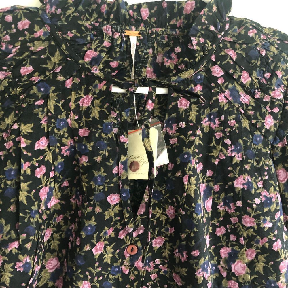 Brand New Free People Meant to Be Blouse‎ Black Camo For Women Size Small - Picture 4 of 8